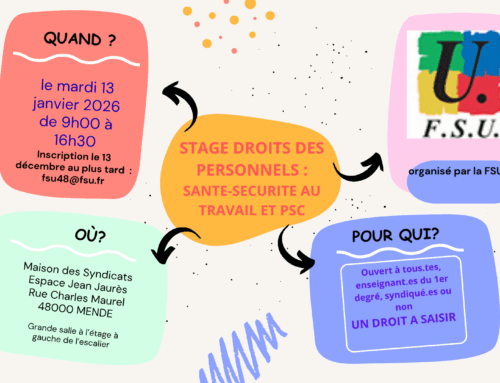 13 janvier : Stage syndical Spécial Santé Sécurité au travail ET PSC