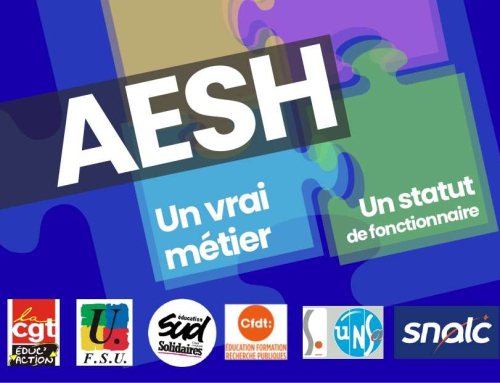 Statut des AESH: Carte postale intersyndicale